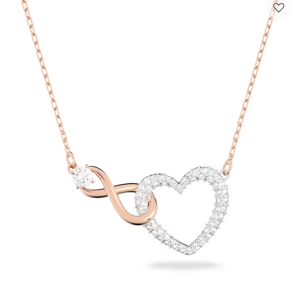 Rose Gold and Silver Heart Infinity Necklace